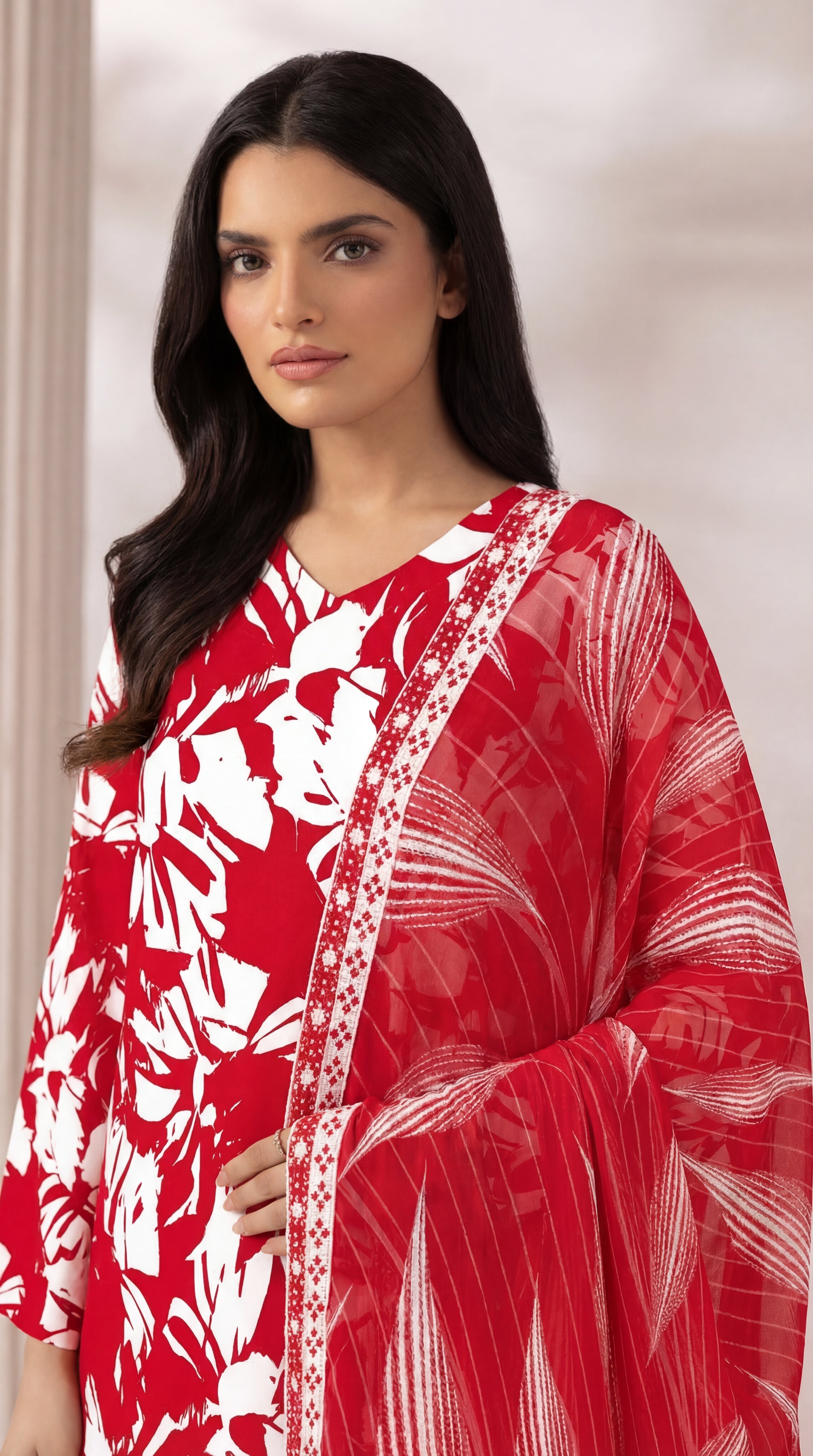 Unstitched 3 Piece Printed Lawn Suit - Rangraiz Collection