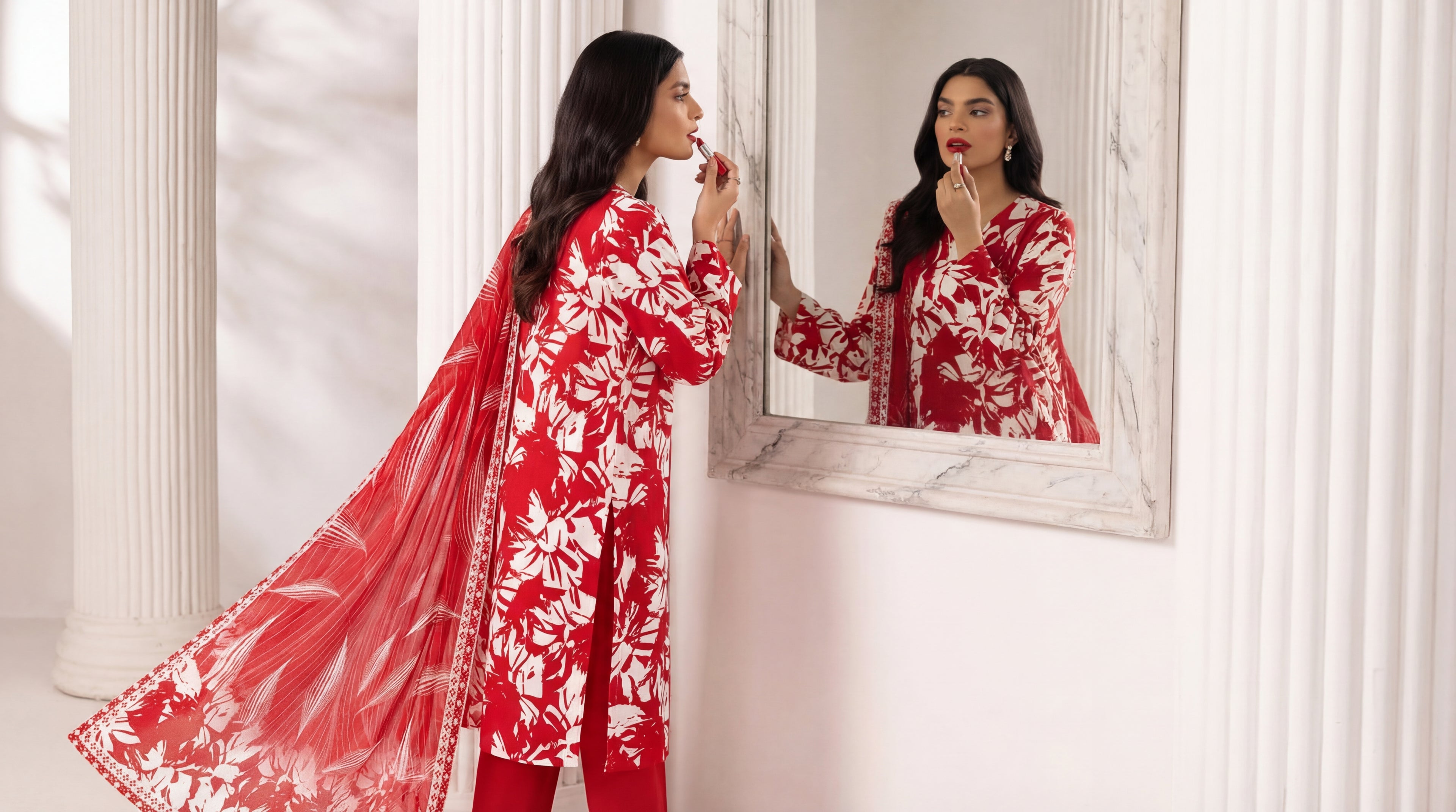 Unstitched 3 Piece Printed Lawn Suit - Rangraiz Collection