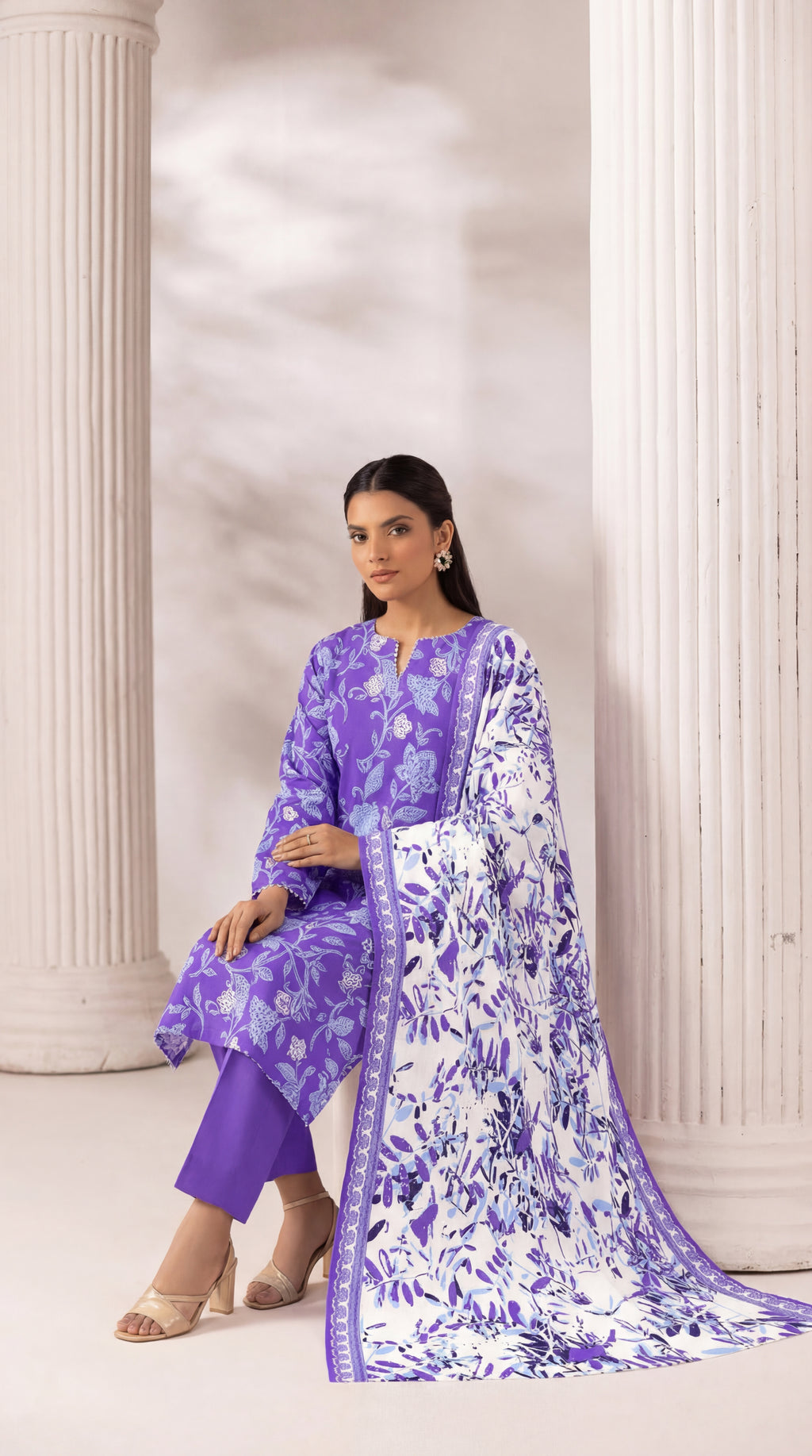 Unstitched 3 Piece Printed Lawn Suit - Rangraiz Collection
