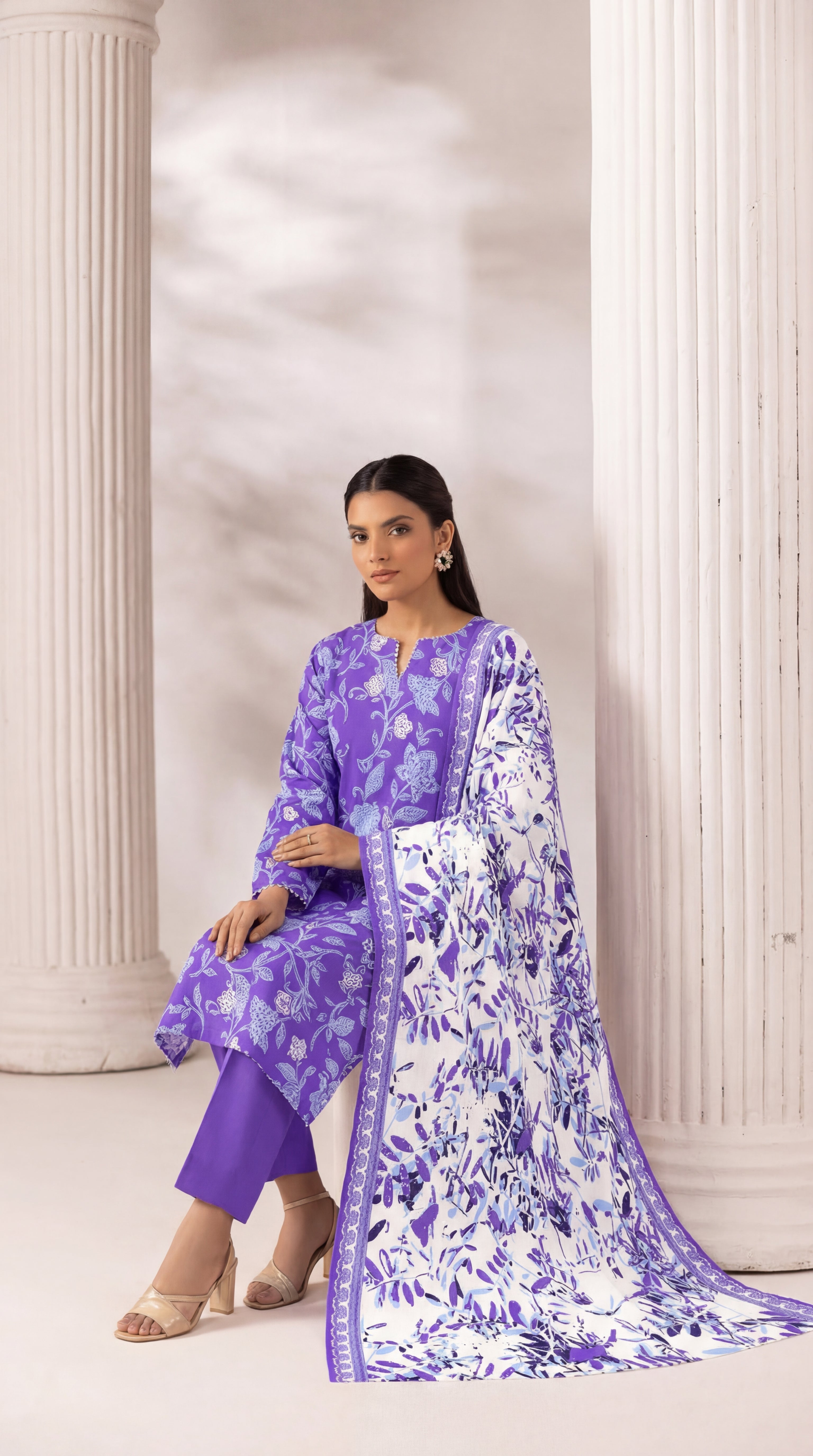 Unstitched 3 Piece Printed Lawn Suit - Rangraiz Collection