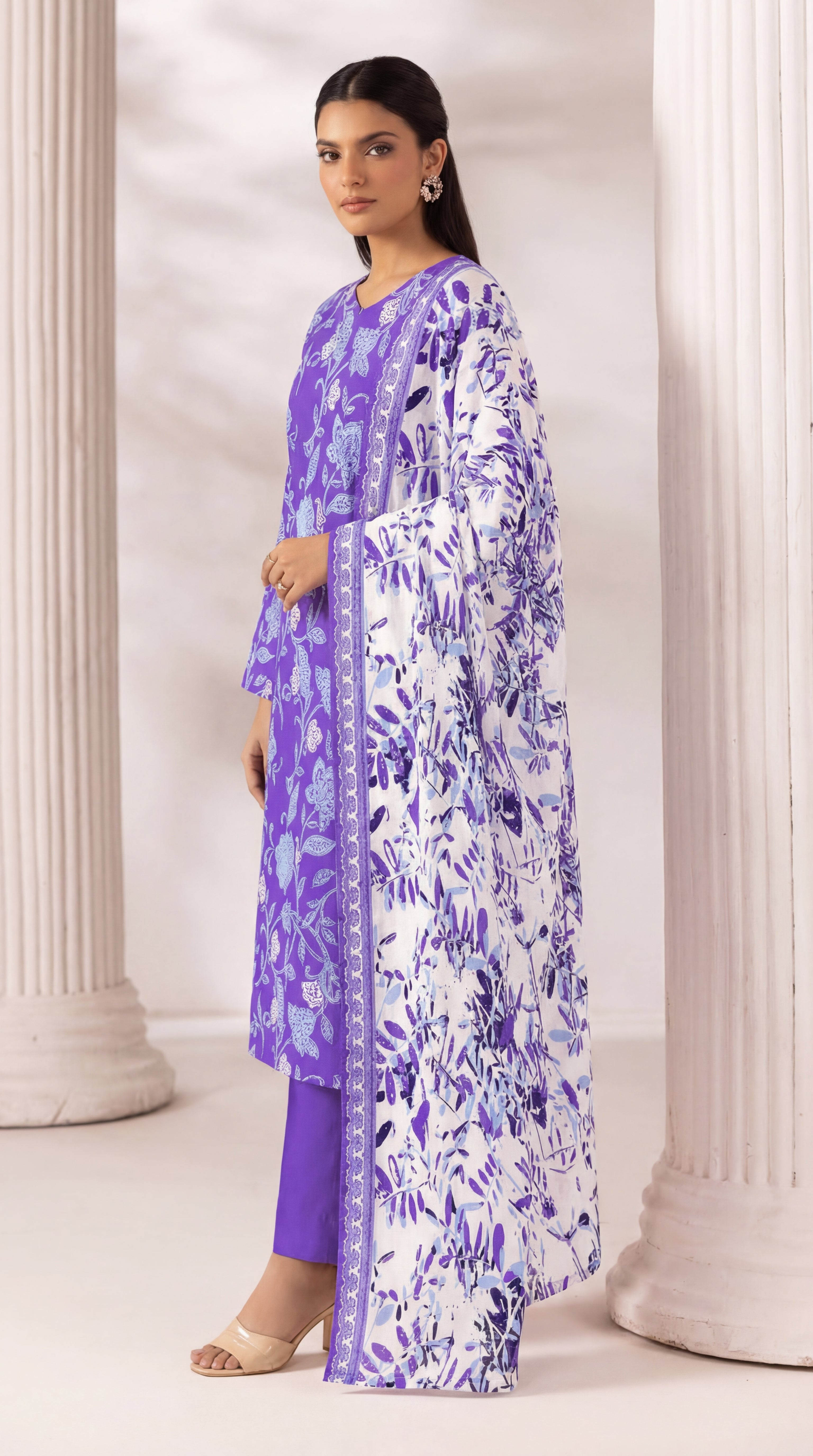 Unstitched 3 Piece Printed Lawn Suit - Rangraiz Collection