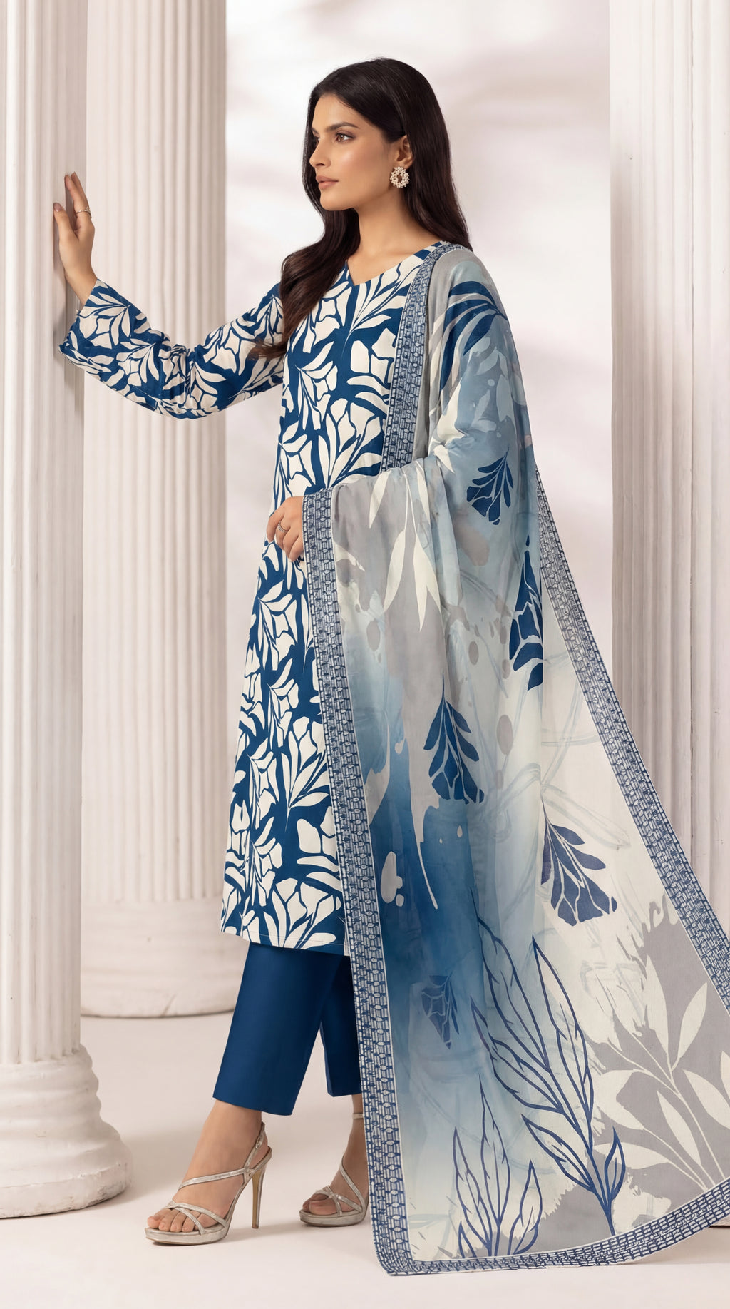 Unstitched 3 Piece Printed Lawn Suit - Rangraiz Collection