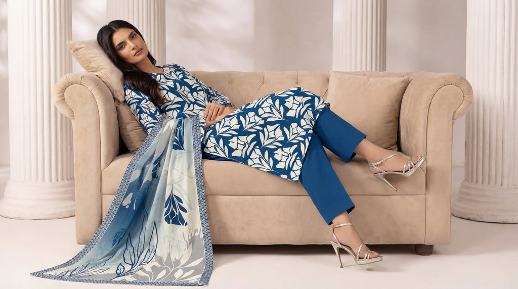 Unstitched 3 Piece Printed Lawn Suit - Rangraiz Collection