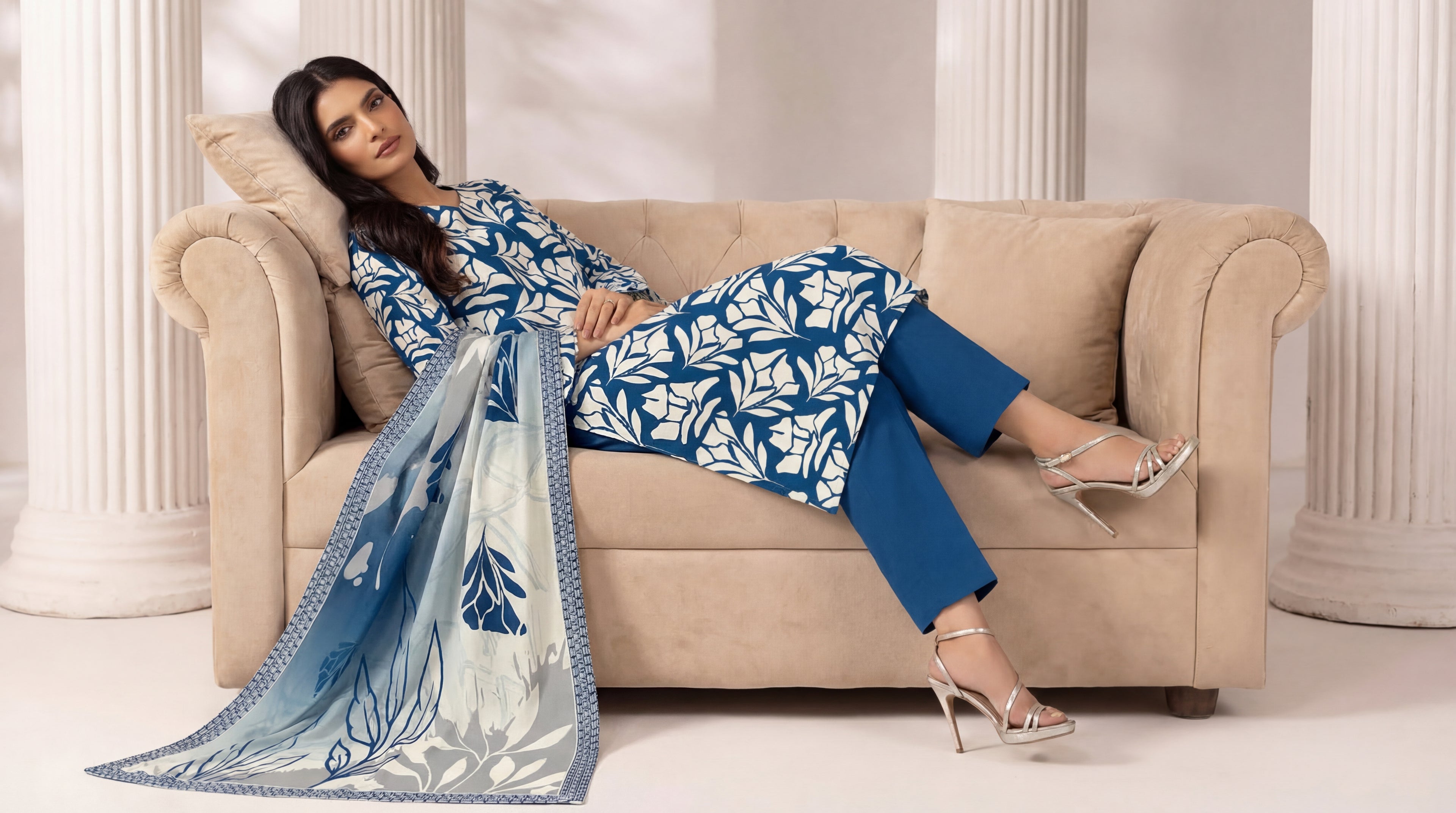 Unstitched 3 Piece Printed Lawn Suit - Rangraiz Collection