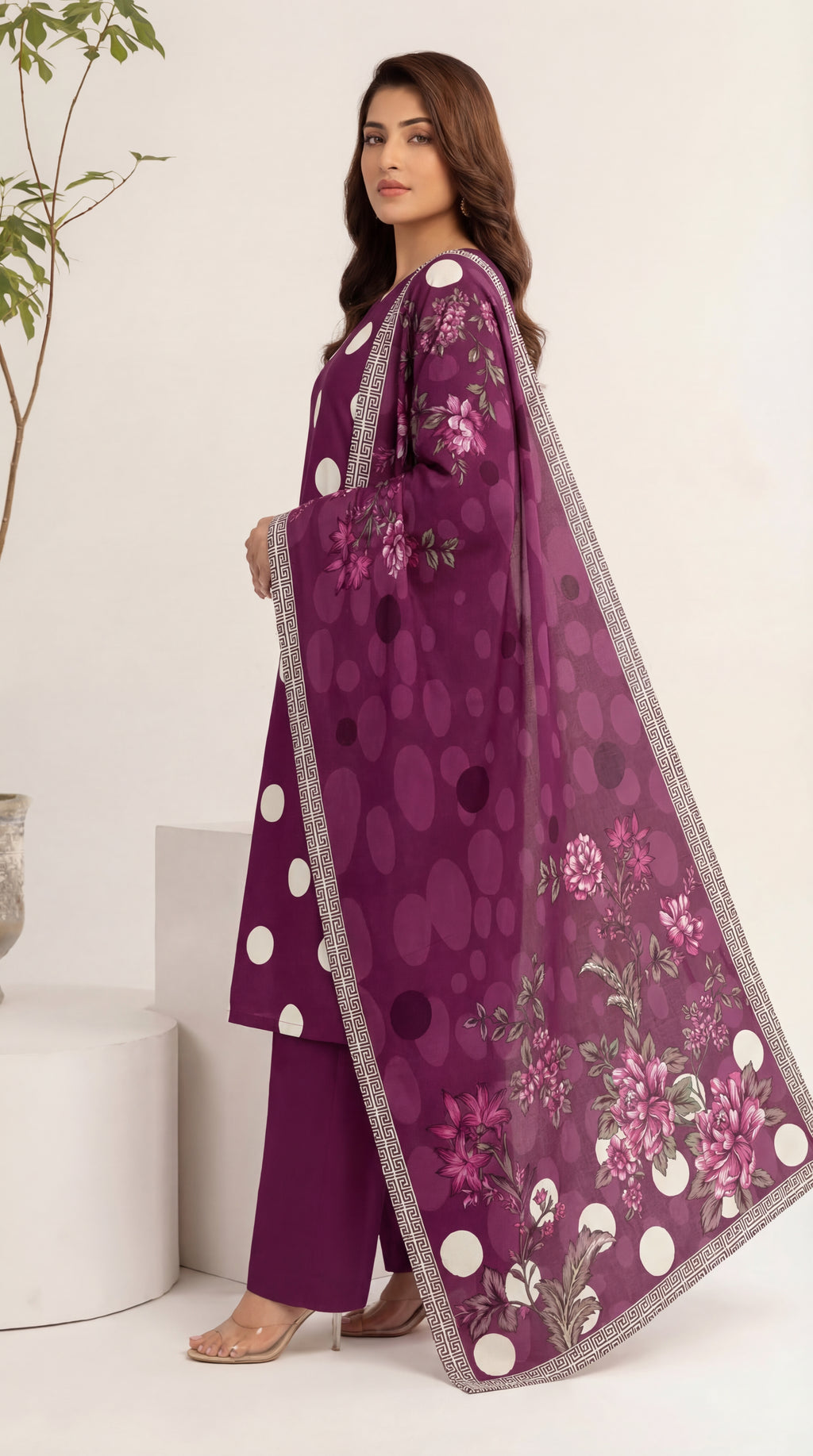 Unstitched 3 Piece Printed Lawn Suit - Rangraiz Collection